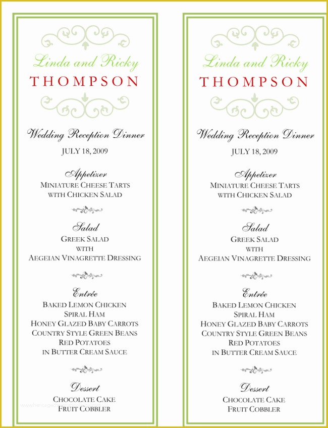 Wedding Menu Cards Templates for Free Of Wedding Menu Template 5 Free Printable Menu Cards
