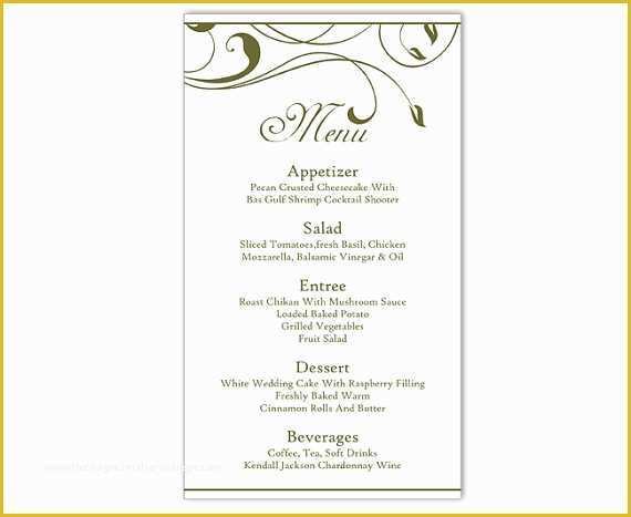 Wedding Menu Cards Templates for Free Of Wedding Menu Template Diy Menu Card Template Editable Text