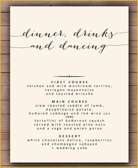 Wedding Menu Template Free Download Of 30 Dinner Menu Templates Psd Word Ai Illustrator