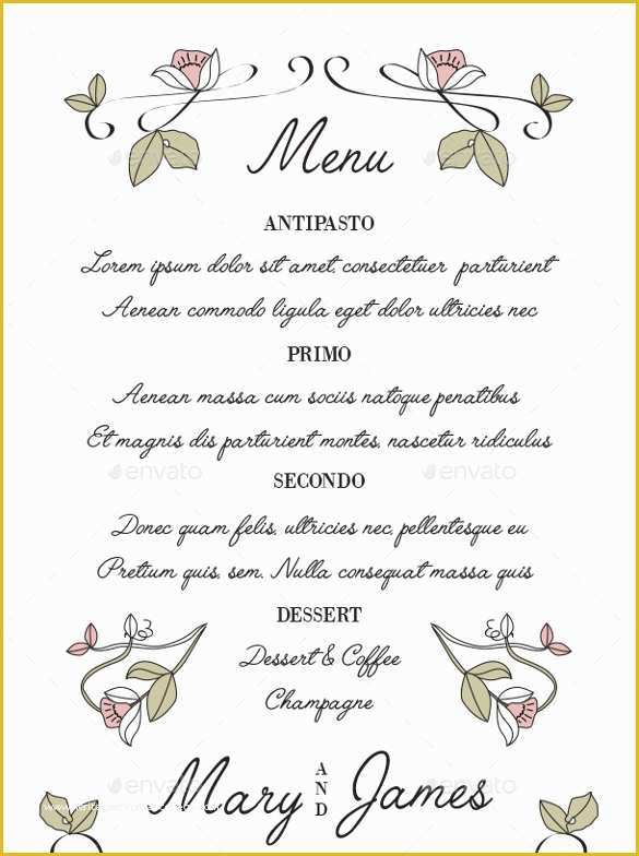 Wedding Menu Template Free Download Of 37 Wedding Menu Template – Free Sample Example format