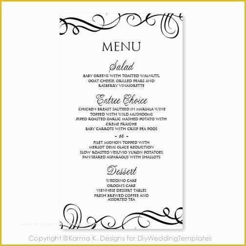 Wedding Menu Template Free Download Of Diy Menu Card Download Instantly Edit by