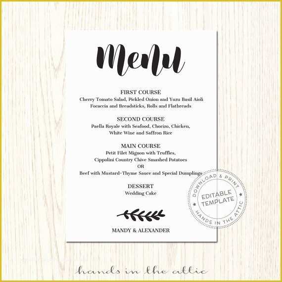 Wedding Menu Template Free Download Of Editable Wedding Menu Template Wedding by