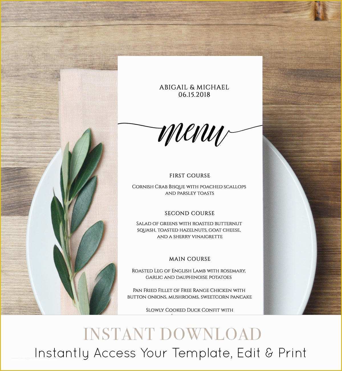 Wedding Menu Template Free Download Of Menu Card Template Rustic Dinner Menu Wedding Menu Card