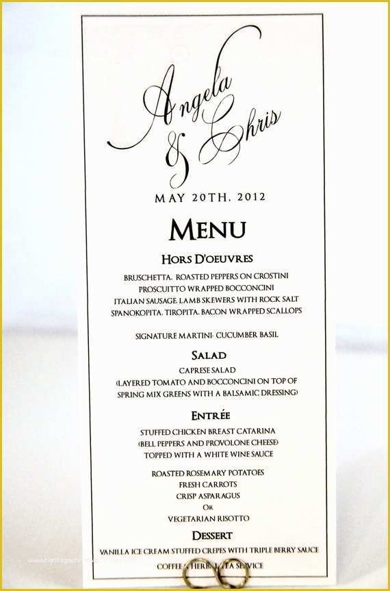 Wedding Menu Template Free Download Of Wedding Menu Card Tea Length Calligraphy Style with Custom