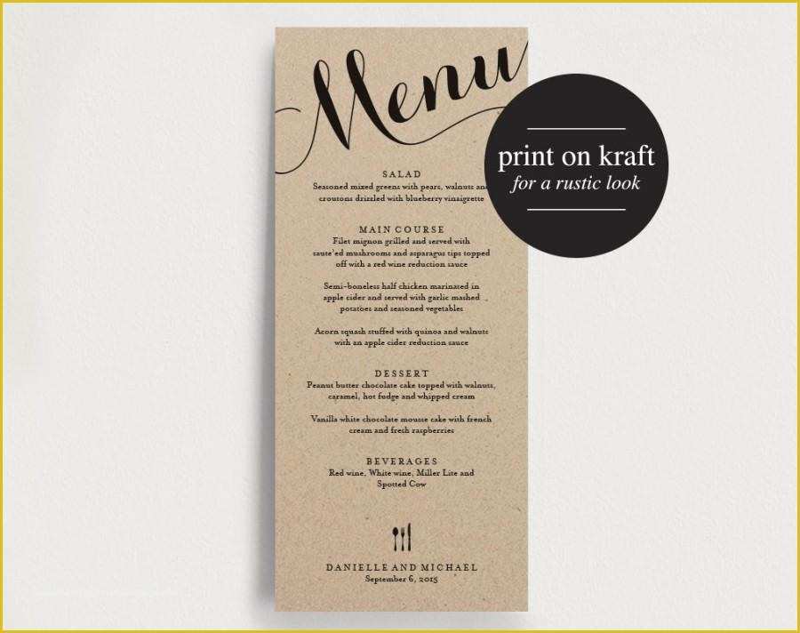 Wedding Menu Template Free Download Of Wedding Menu Printable Template Dinner Menu Printable