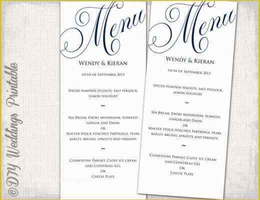 Wedding Menu Template Free Download Of Wedding Menu Template Navy Blue Wedding Menu Diy Wedding Menu