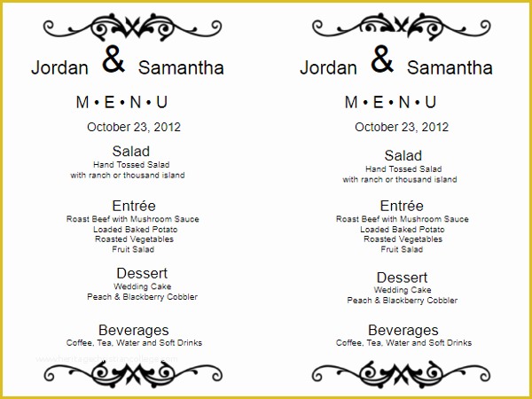 Wedding Menu Template Free Word Of 35 Free Menu Templates Word Doc Psd Designs