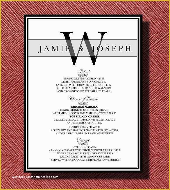 Wedding Menu Template Free Word Of Dinner Menu Templates – 36 Free Word Pdf Psd Eps