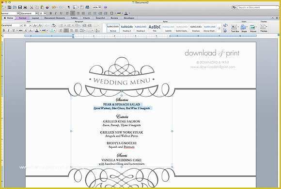 Wedding Menu Template Free Word Of Free Wedding Menu Template