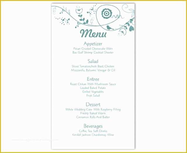 Wedding Menu Template Free Word Of Wedding Menu Template Diy Menu Card Template Editable Text