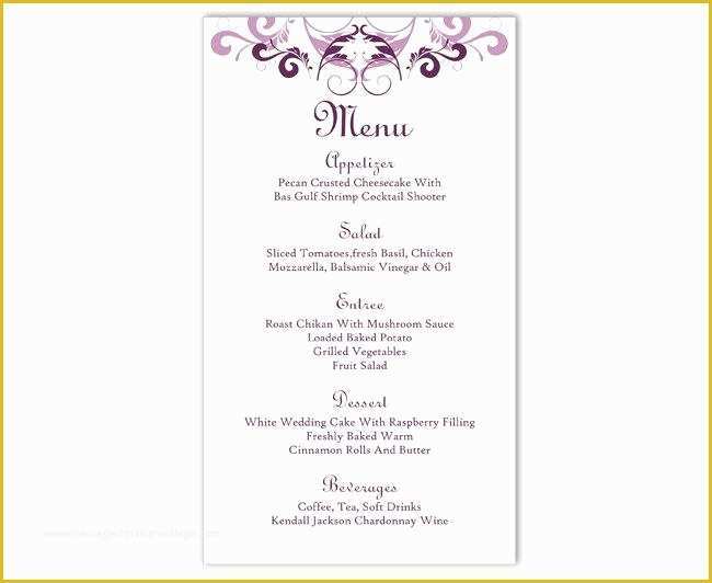 Wedding Menu Template Free Word Of Wedding Menu Template Diy Menu Card Template Editable Text