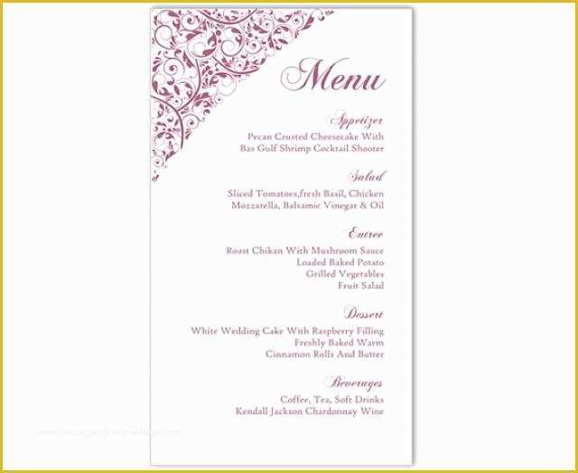 Wedding Menu Template Free Word Of Wedding Menu Template Diy Menu Card Template Editable Text