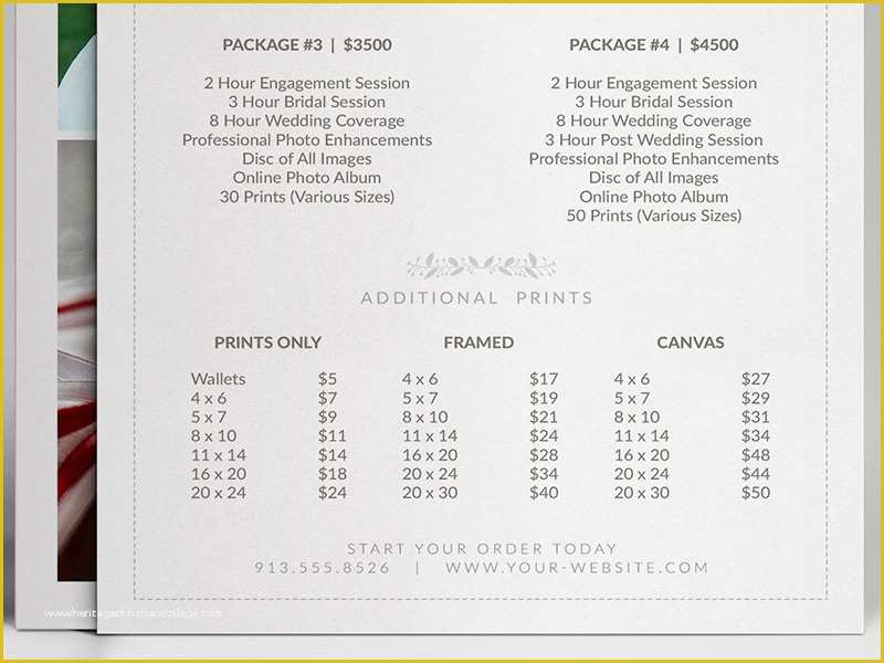 Wedding Photography Pricing Template Free Of Wedding Grapher Pricing Guide Price Sheet List 5x7