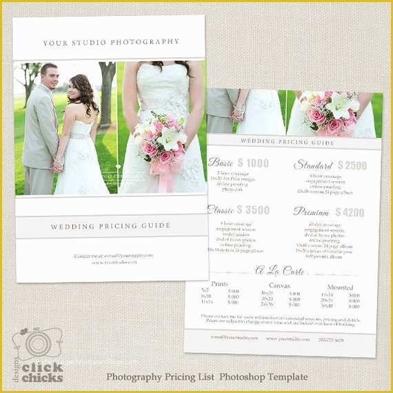 Wedding Photography Pricing Template Free Of Wedding Graphy Package Pricing List Template