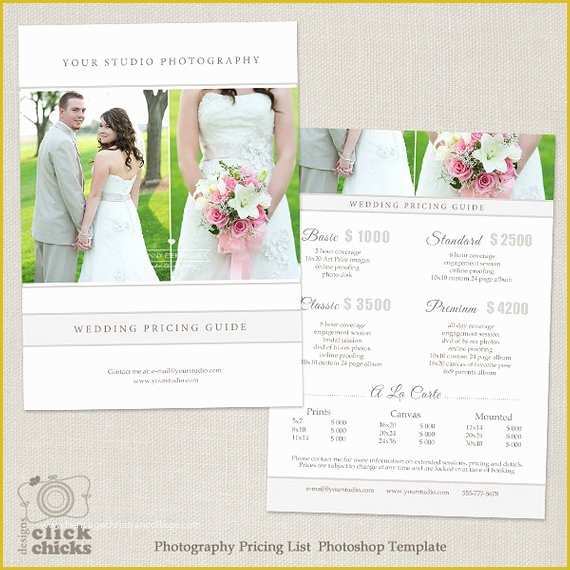 Wedding Photography Pricing Template Free Of Wedding Graphy Package Pricing List Template