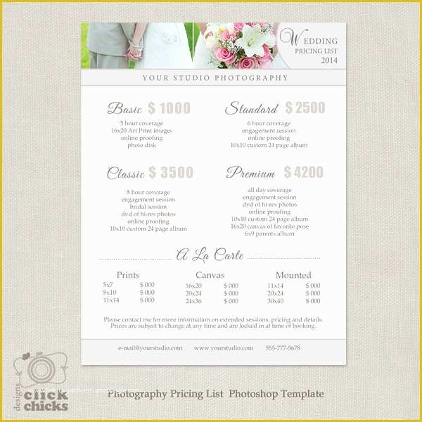 Wedding Photography Pricing Template Free Of Wedding Graphy Pricing List Template 19