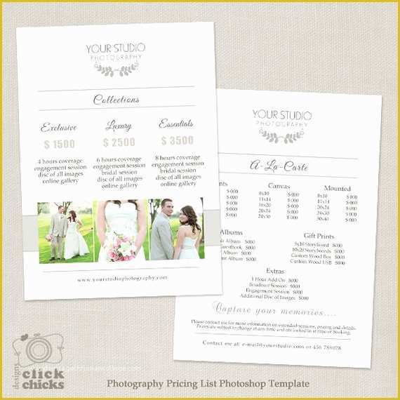 Wedding Photography Pricing Template Free Of Wedding Graphy Pricing List Template Graphy