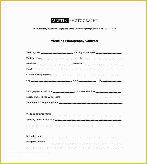 Wedding Photography Templates Free Of Graphy Contract 9 Download Free Documents In Word Pdf