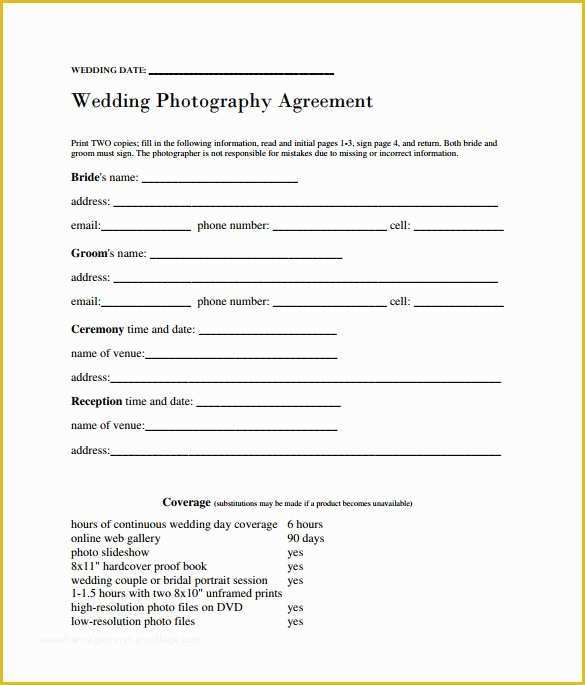 Wedding Photography Templates Free Of Sample Wedding Contract 14 Documents In Pdf Word