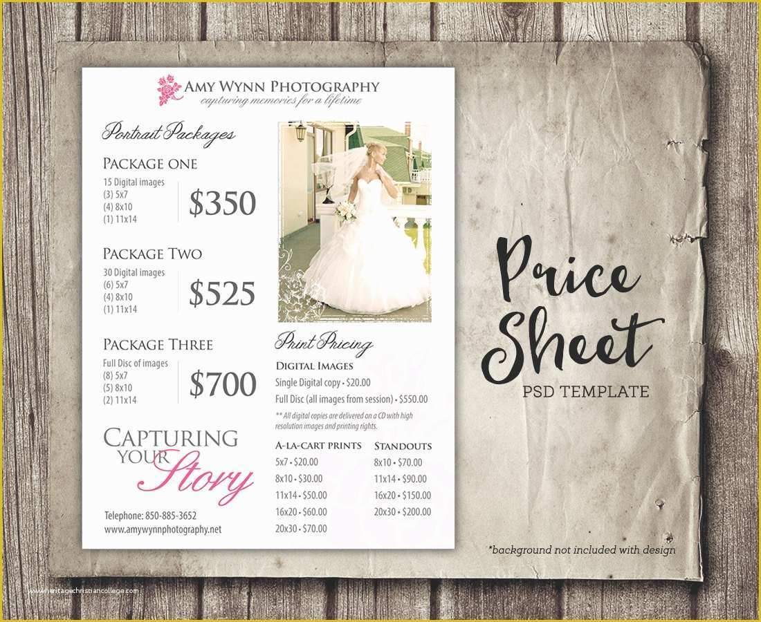 Wedding Photography Templates Free Of Wedding Price Sheet Graphy Template Grapher Price