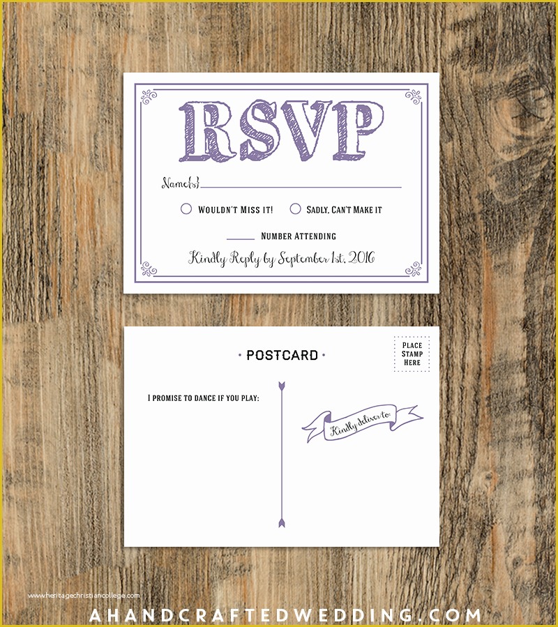 Wedding Rsvp Postcard Template Free Of $10 Rsvp Postcard Lavender Sample Diy Rsvp Postcard