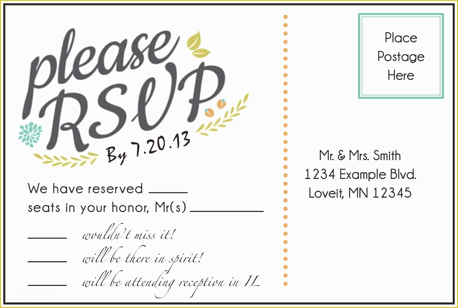 Wedding Rsvp Postcard Template Free Of 7 Best Of Rsvp Postcard Template Wedding Rsvp