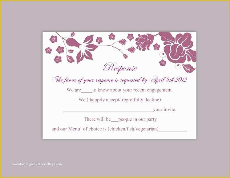 Wedding Rsvp Postcard Template Free Of Diy Wedding Rsvp Template Editable Word File Instant