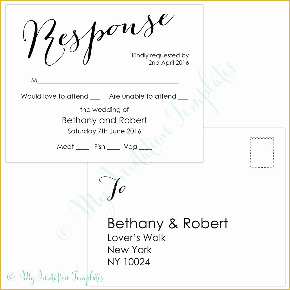 Wedding Rsvp Postcard Template Free Of Free Rsvp Template