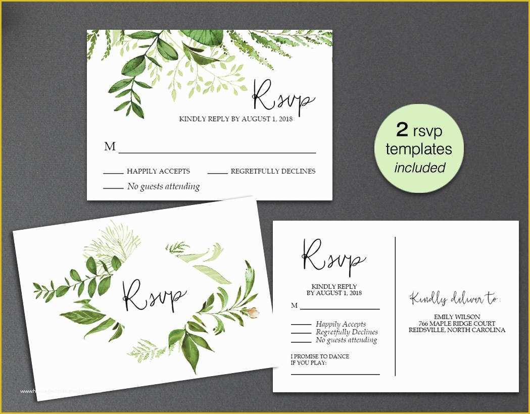 Wedding Rsvp Postcard Template Free Of Rsvp Card Rsvp Postcard Rsvp Template Greenery Wedding Rsvp