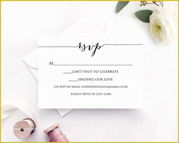 Wedding Rsvp Postcard Template Free Of Rsvp Card Template Edit & Print Instant Download Diy