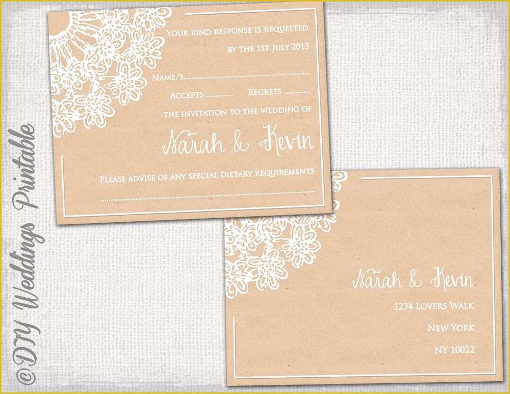 Wedding Rsvp Postcard Template Free Of Rustic Wedding Rsvp Postcard Template Diy Lace Doily