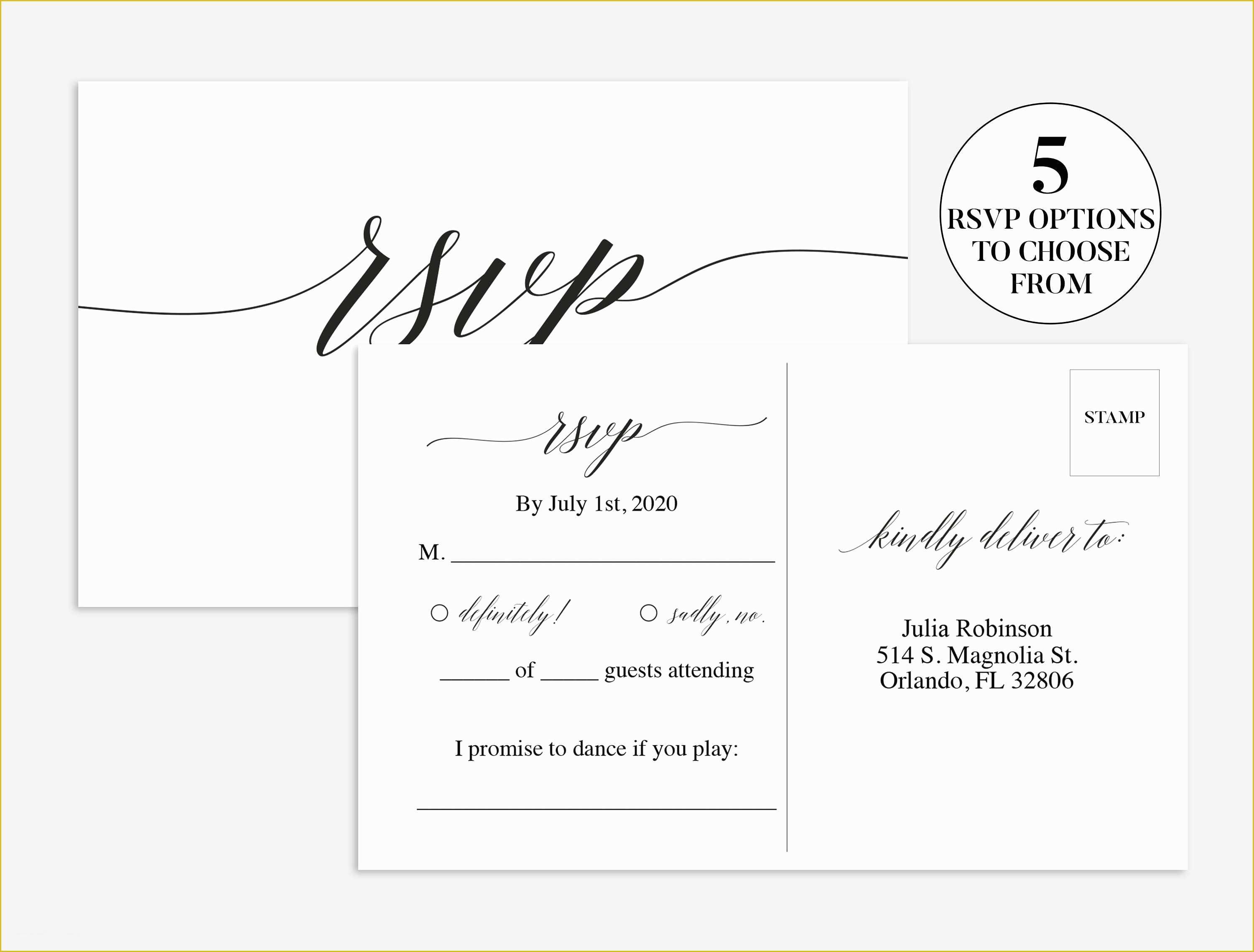 Wedding Rsvp Postcard Template Free Of Wedding Rsvp Card Wedding Rsvp Template