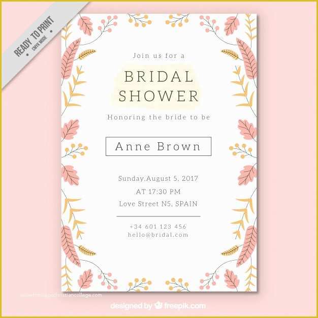 Wedding Shower Invitations Templates Free Download Of Pretty Bridal Shower Invitation Template with Colored