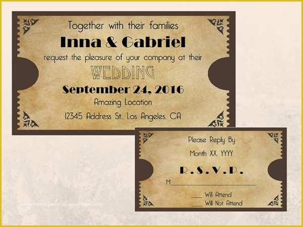 Wedding Ticket Template Free Of 22 Wedding Invitations