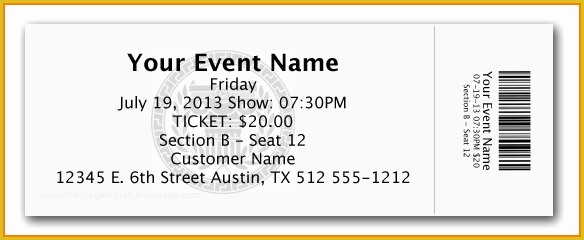 Wedding Ticket Template Free Of Free event Ticket Template