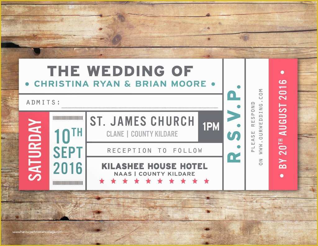 Wedding Ticket Template Free Of Little Ivory