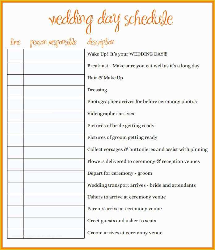 Wedding Timeline Template Free Of 12 Day Of Wedding Timeline Template
