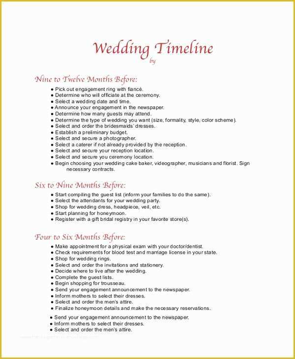 Wedding Timeline Template Free Of 8 Wedding Timeline Samples