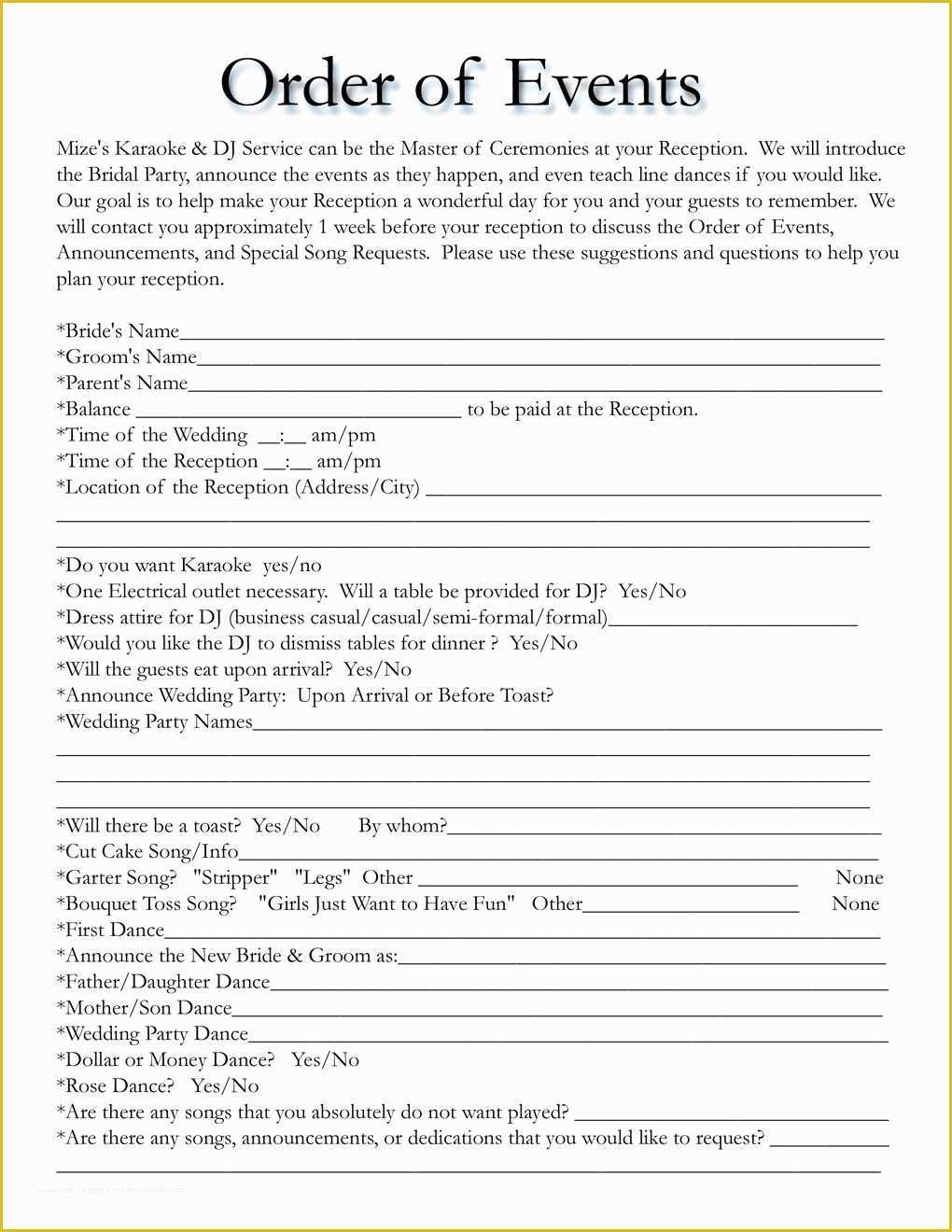 Wedding Timeline Template Free Of Wedding Itinerary Templates Free