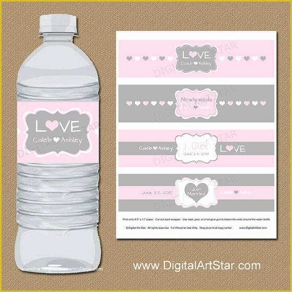 Wedding Water Bottle Labels Template Free Of Personalized Blush Pink and Grey Wedding From Digital Art Star