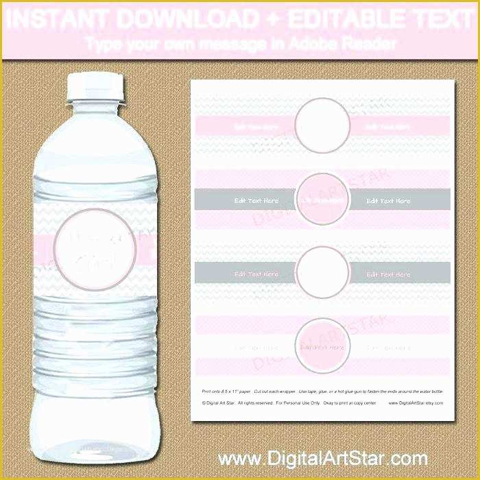 Wedding Water Bottle Labels Template Free Of Tutorial for Pink Gold Editable Water Bottle Label