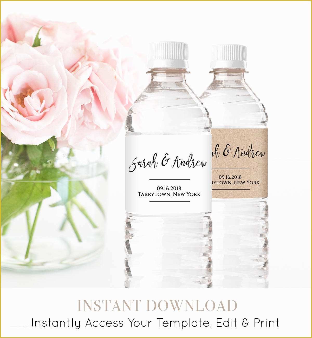 Wedding Water Bottle Labels Template Free Of Wedding Water Bottle Label Template Printable Diy Wedding