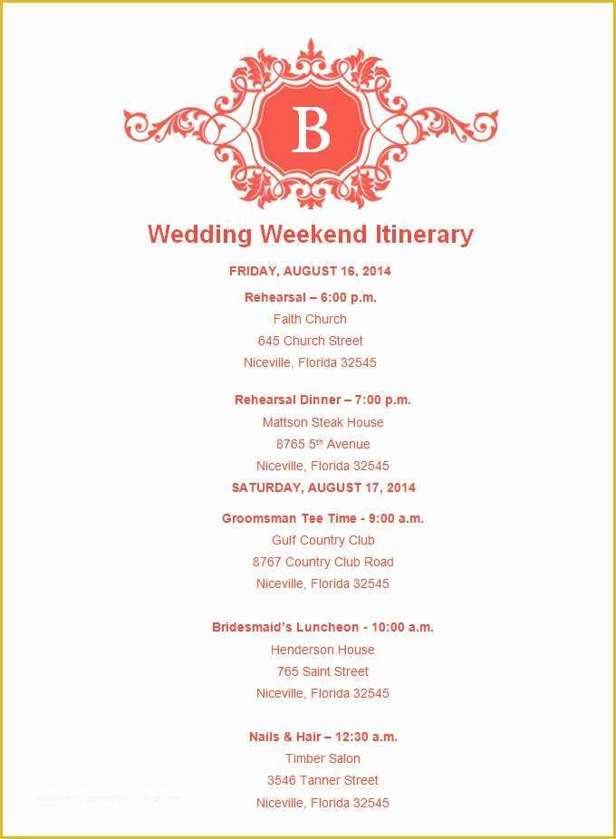 Wedding Weekend Itinerary Template Free Of 4 Sample Wedding Weekend Itinerary Templates Doc Pdf