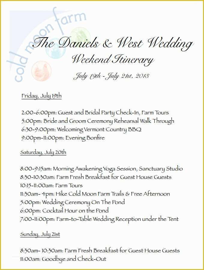 Wedding Weekend Itinerary Template Free Of 4 Sample Wedding Weekend Itinerary Templates Doc Pdf