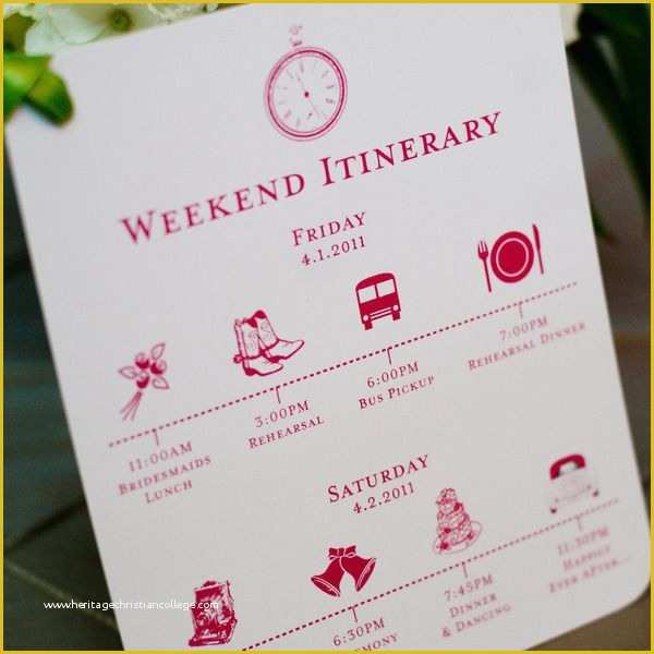 Wedding Weekend Itinerary Template Free Of Custom Wedding Itinerary Card Wedding