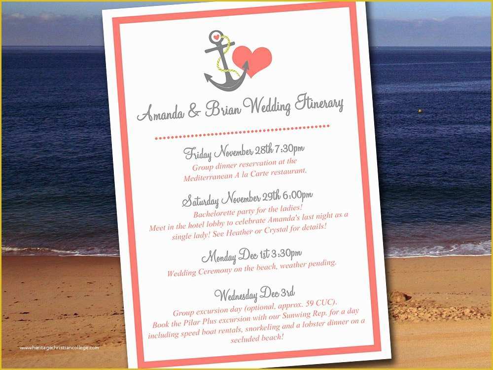 Wedding Weekend Itinerary Template Free Of Destination Wedding Itinerary Template