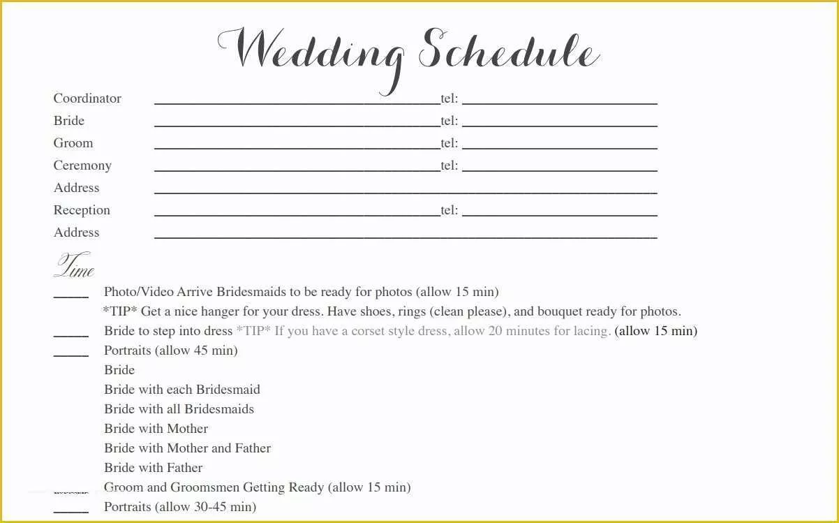 Wedding Weekend Itinerary Template Free Of Great Wedding Schedule Template S 11 Wedding