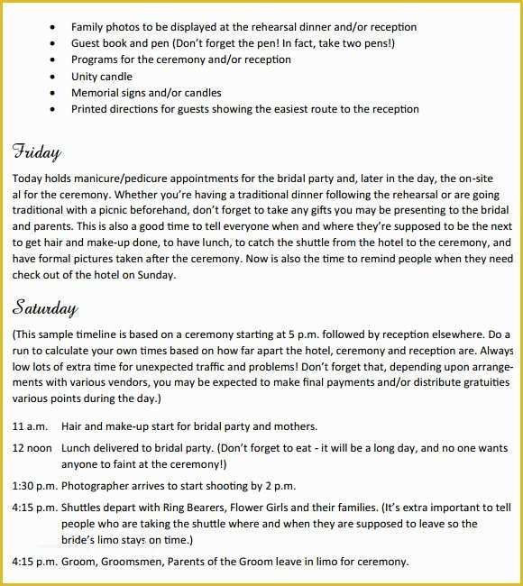 Wedding Weekend Itinerary Template Free Of Sample Wedding Weekend Itinerary Template 12 Documents