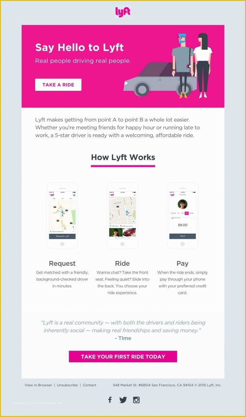 Welcome Email Template HTML Free Of Lyft Wel E Email
