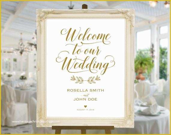 Welcome to Our Wedding Template Free Of Gold Wedding Wel E Sign Template Wel E to Our Wedding